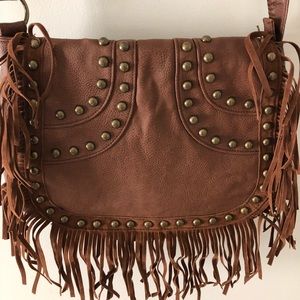 Brown Fringe Over the Shoulder Purse